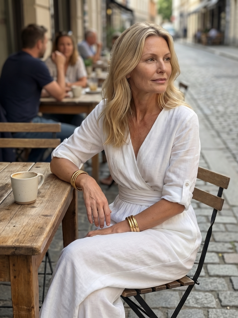 Wanda | Korsad framtill jumpsuit med vida ben
