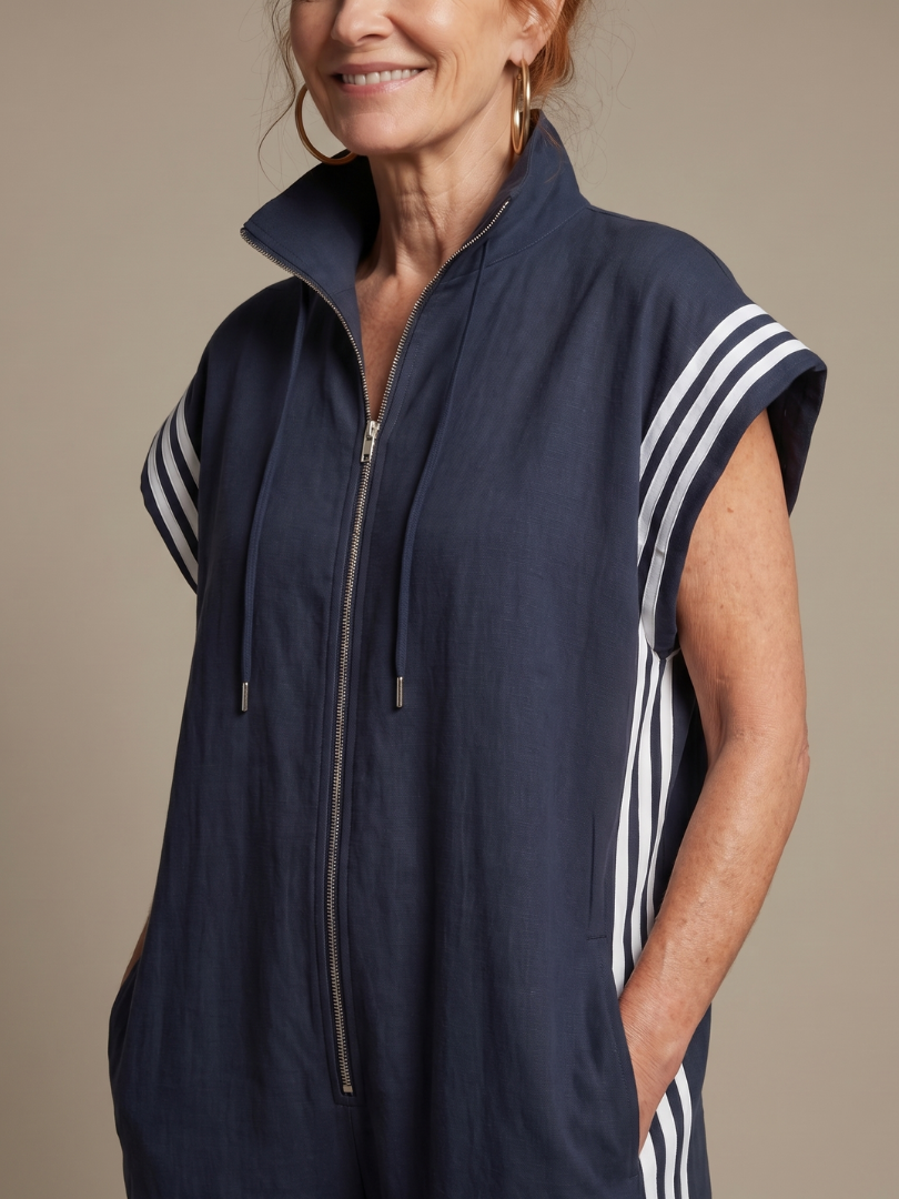 Lark | Dragkedja framtill ränder jumpsuit