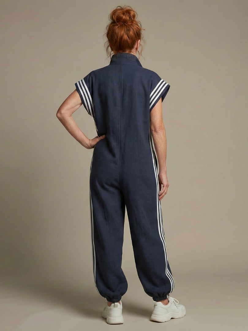 Lark | Dragkedja framtill ränder jumpsuit