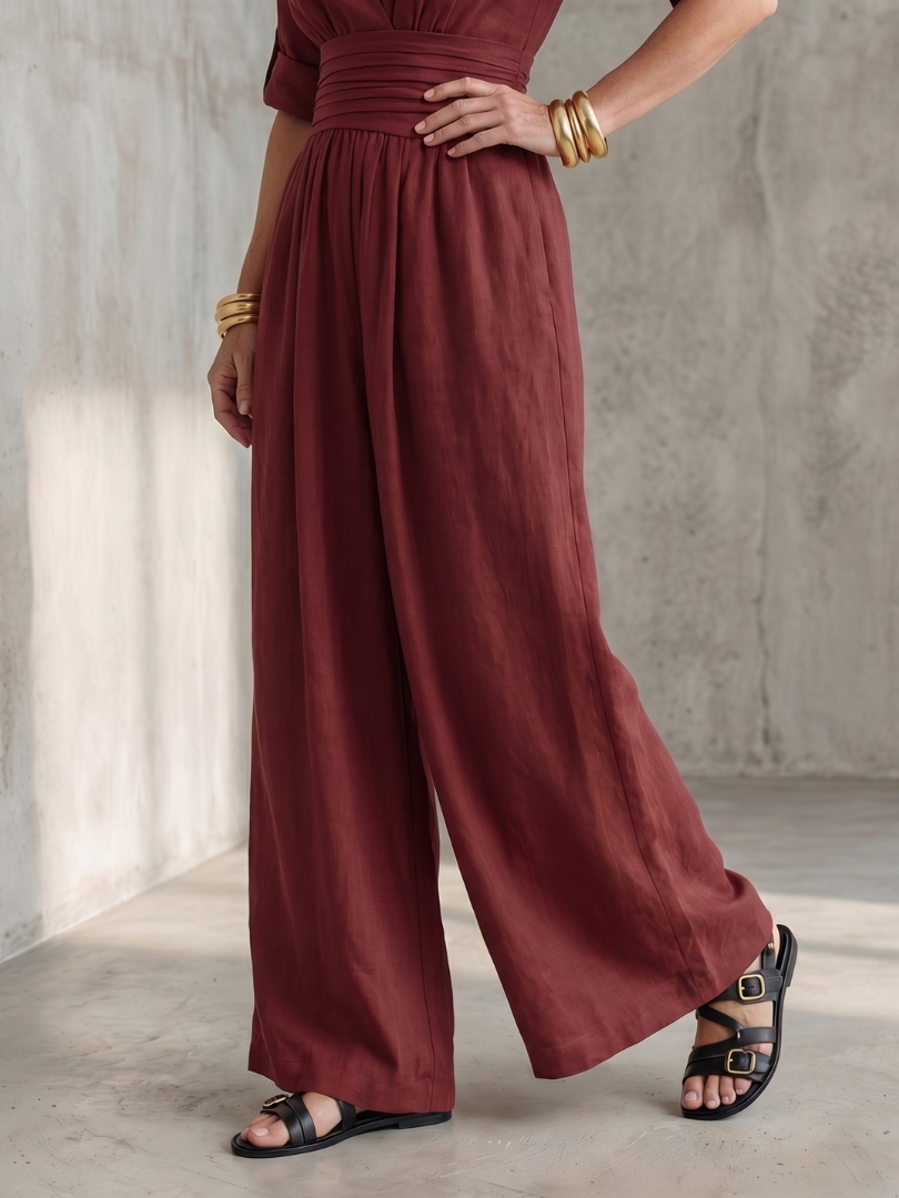 Wanda | Korsad framtill jumpsuit med vida ben