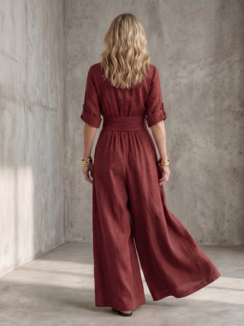 Wanda | Korsad framtill jumpsuit med vida ben