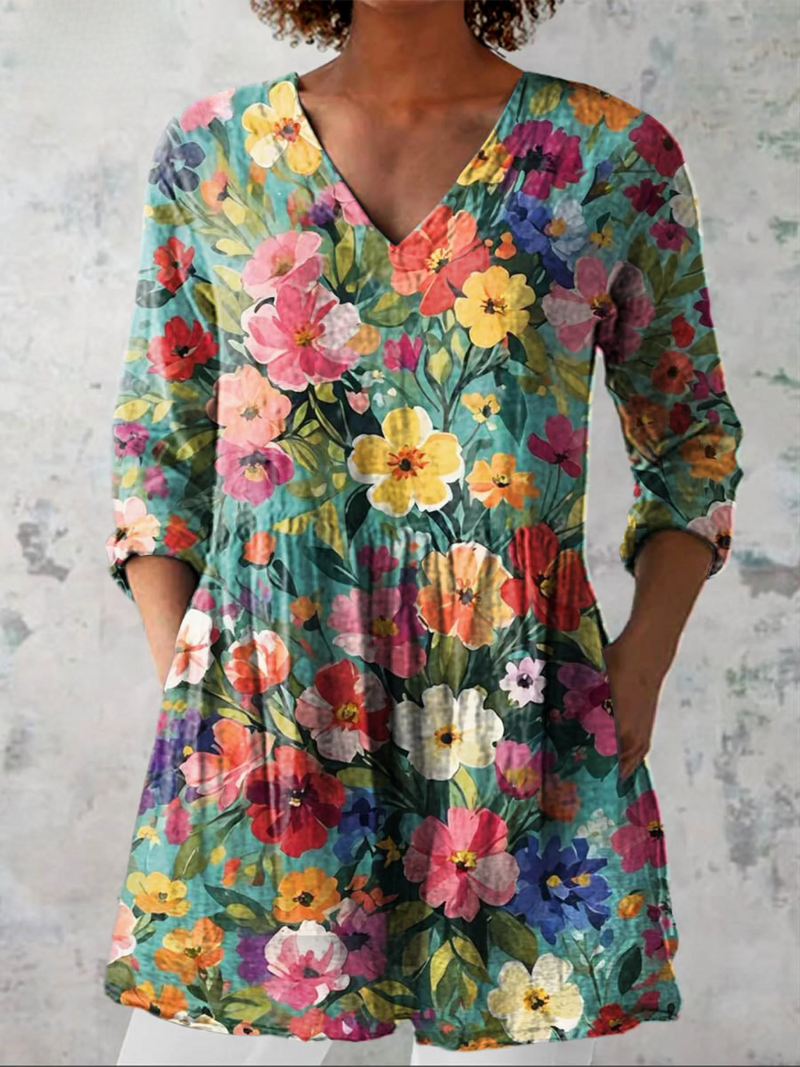 Nora lange Bluse mit V-Ausschnitt – Ansicht 6