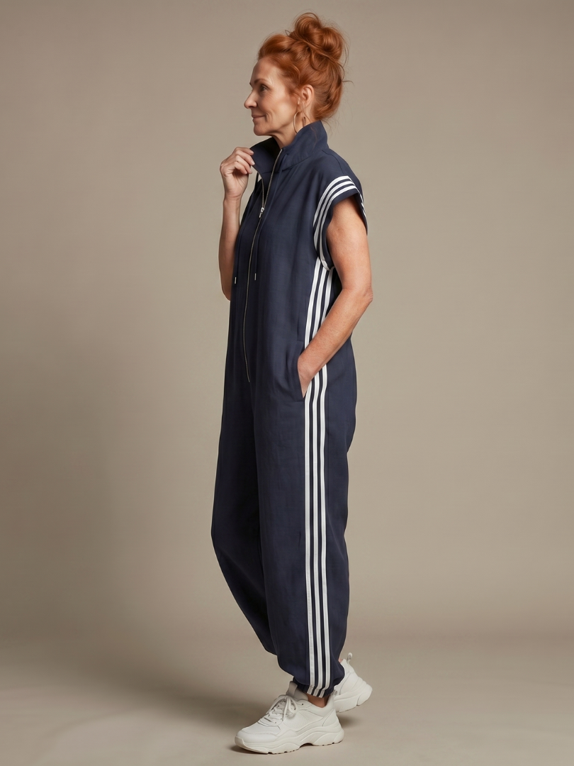 Lark | Dragkedja framtill ränder jumpsuit