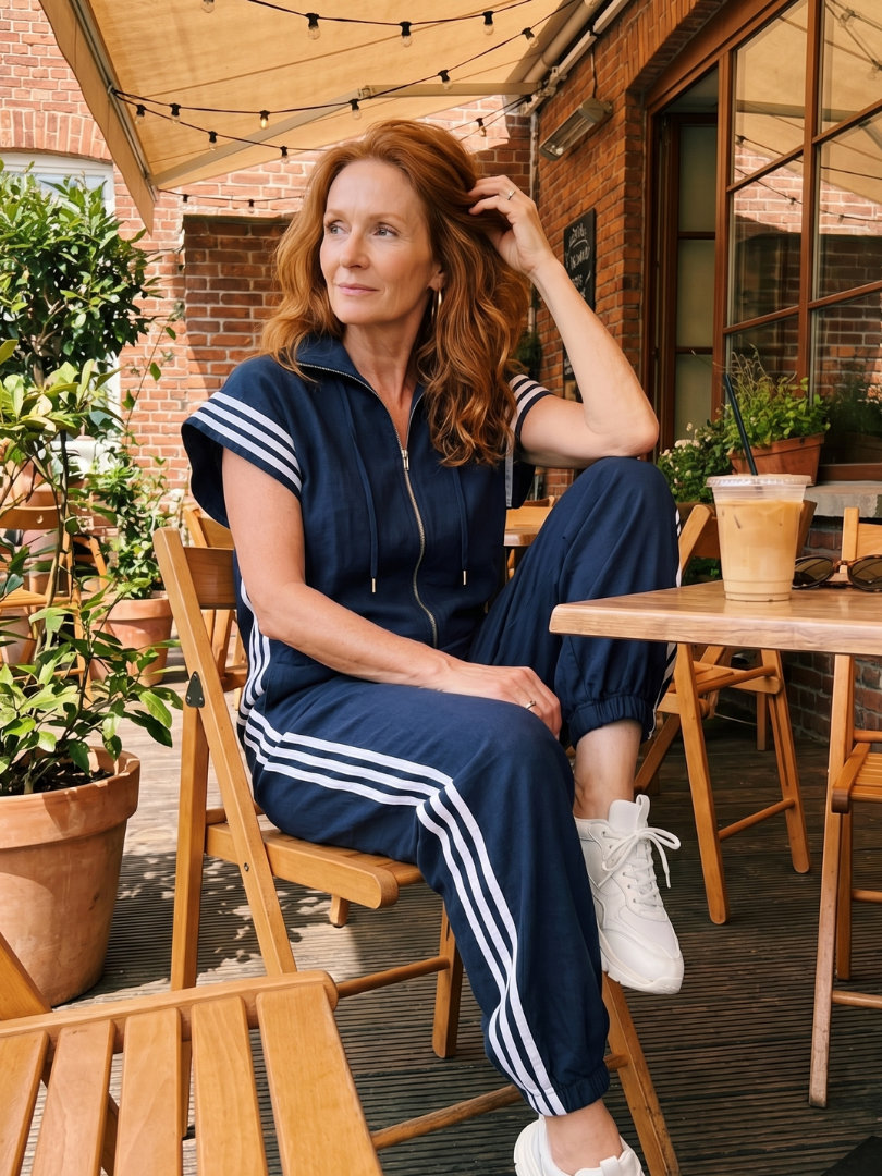 Lark | Dragkedja framtill ränder jumpsuit