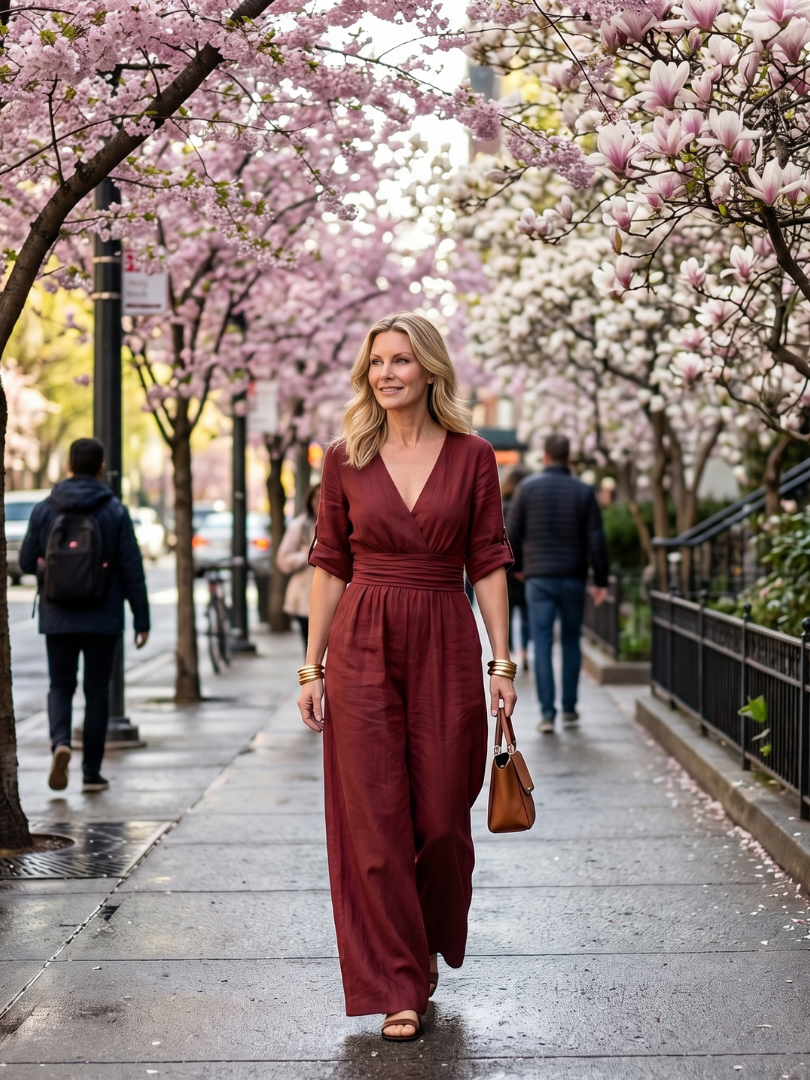Wanda | Korsad framtill jumpsuit med vida ben