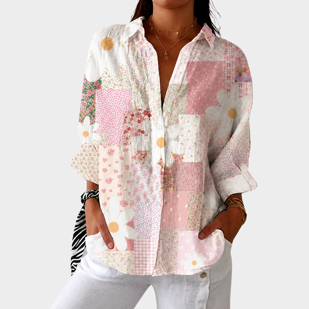 Leichte bedruckte Bluse in Farbe