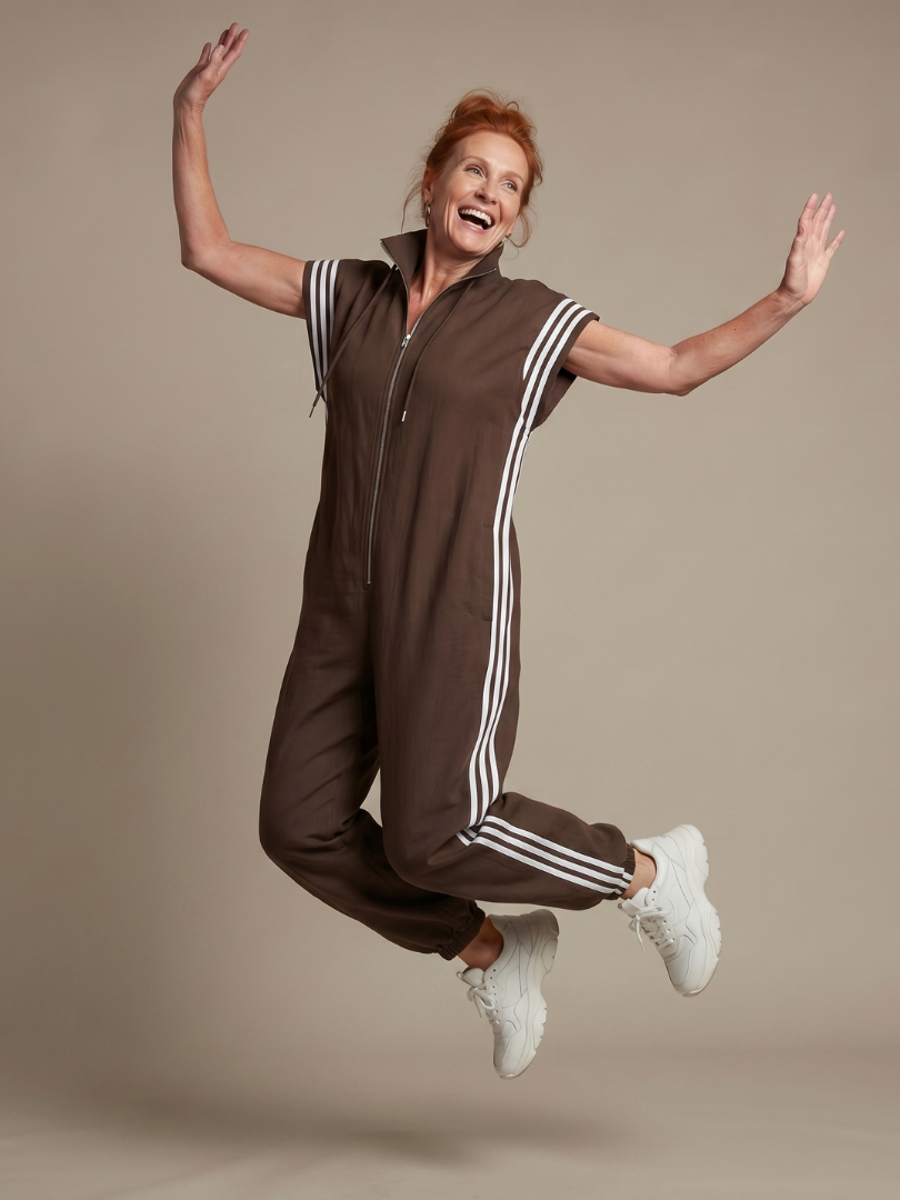 Lark | Dragkedja framtill ränder jumpsuit