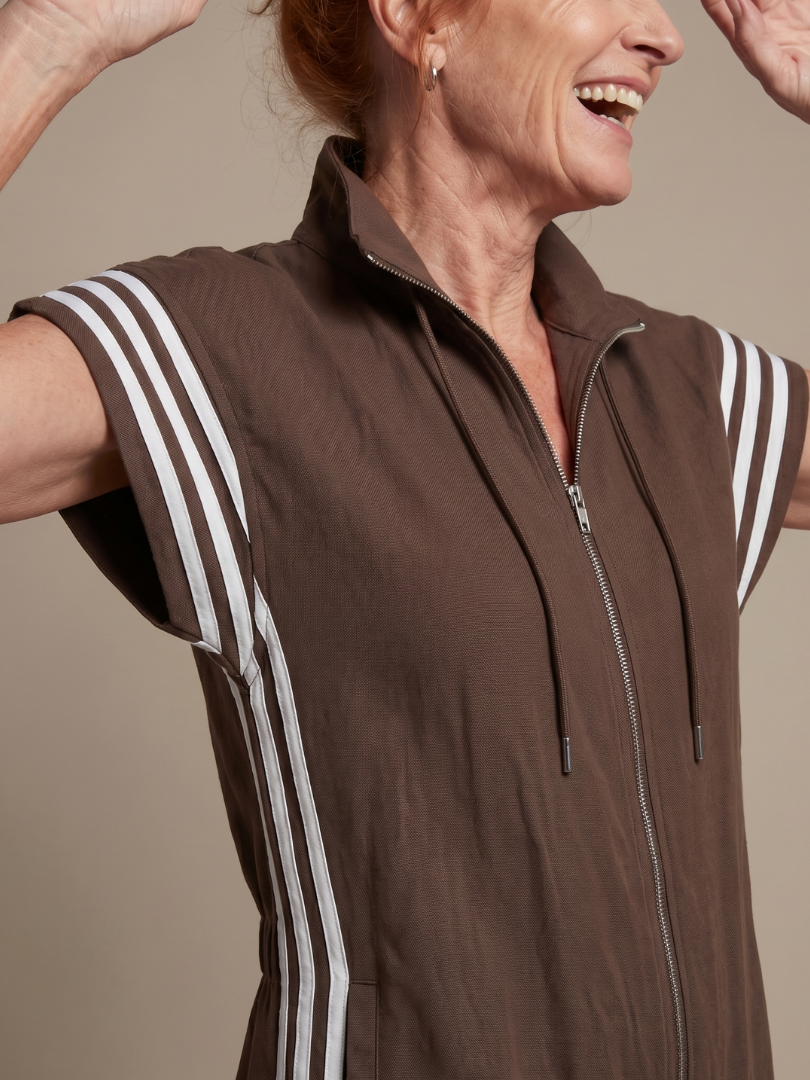Lark | Dragkedja framtill ränder jumpsuit