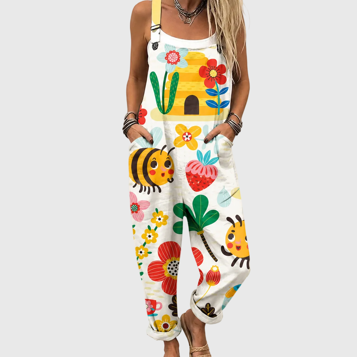 Bienen- und bunter Garten-Jumpsuit