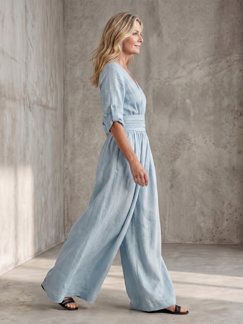Wanda | Korsad framtill jumpsuit med vida ben