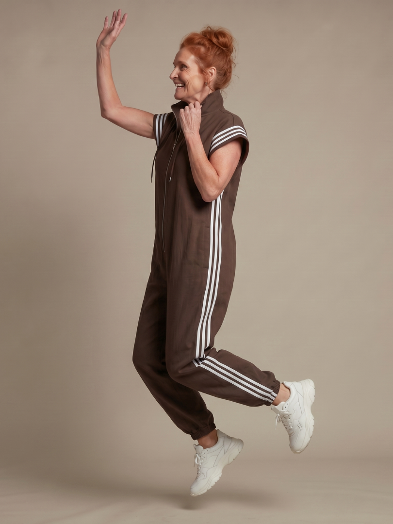 Lark | Dragkedja framtill ränder jumpsuit