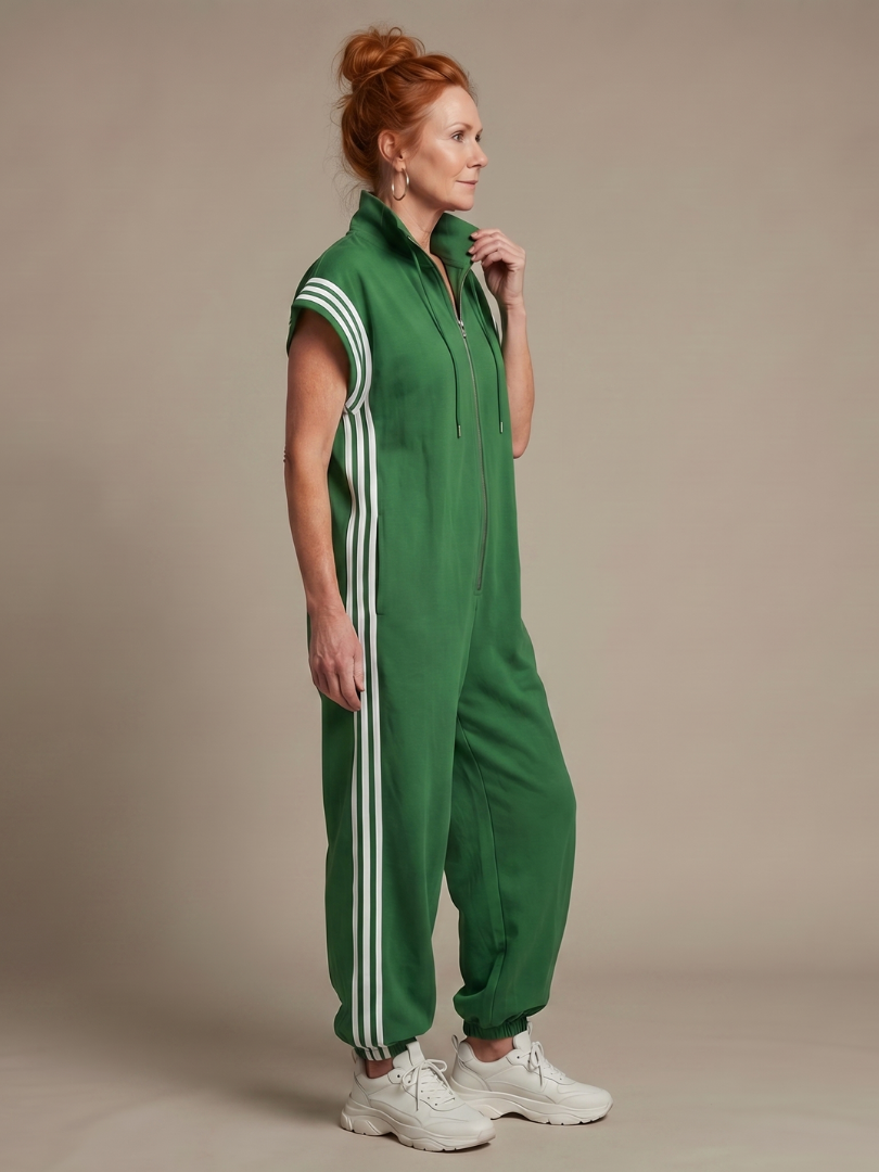 Lark | Dragkedja framtill ränder jumpsuit
