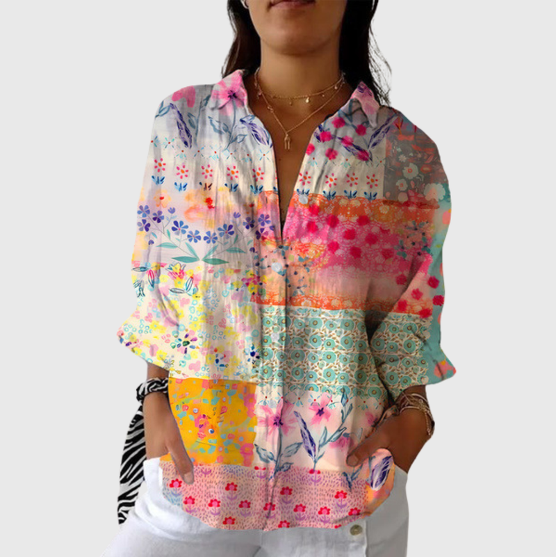 Leichte farbenfrohe Bluse mit lebhaftem Print