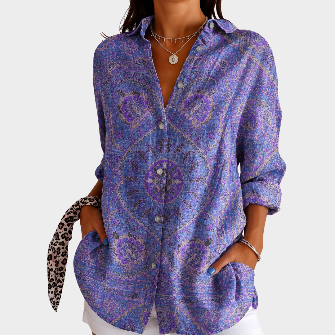 Leichte farbenfrohe Bluse mit lebhaftem Print