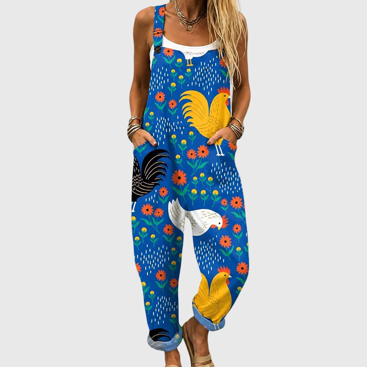 Bunte Latzhose im Farm-Stil