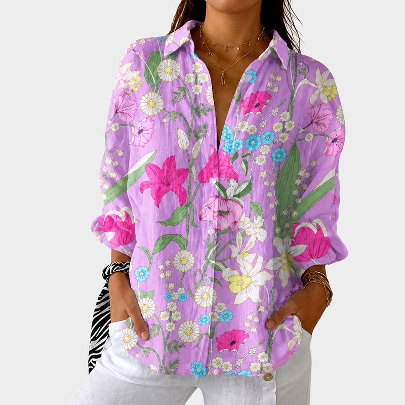 Leichte farbenfrohe Bluse mit lebhaftem Print