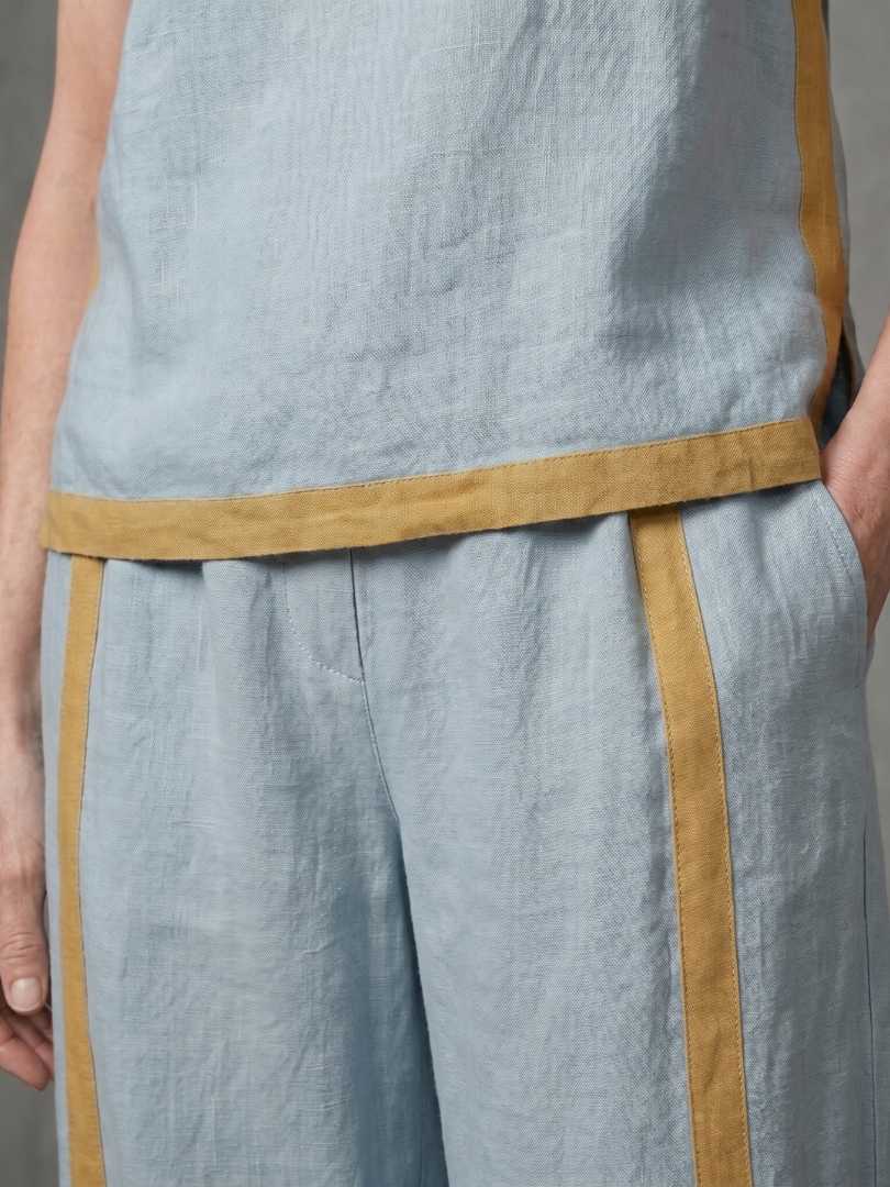 Inara | Ärmlös topp vida kontrast byxor set