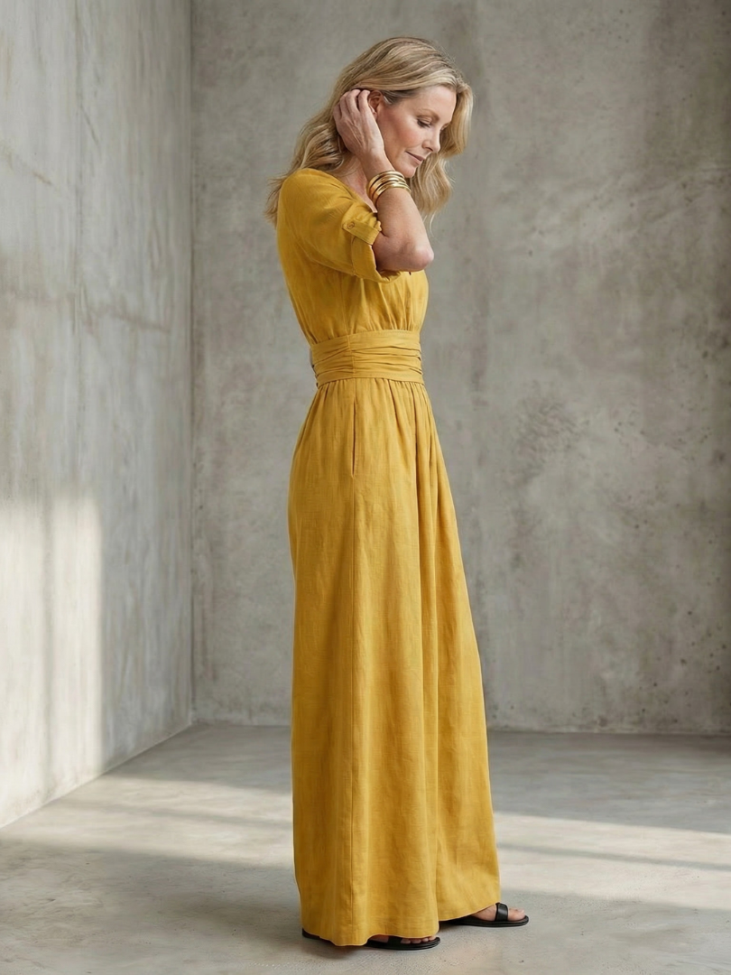 Wanda | Korsad framtill jumpsuit med vida ben