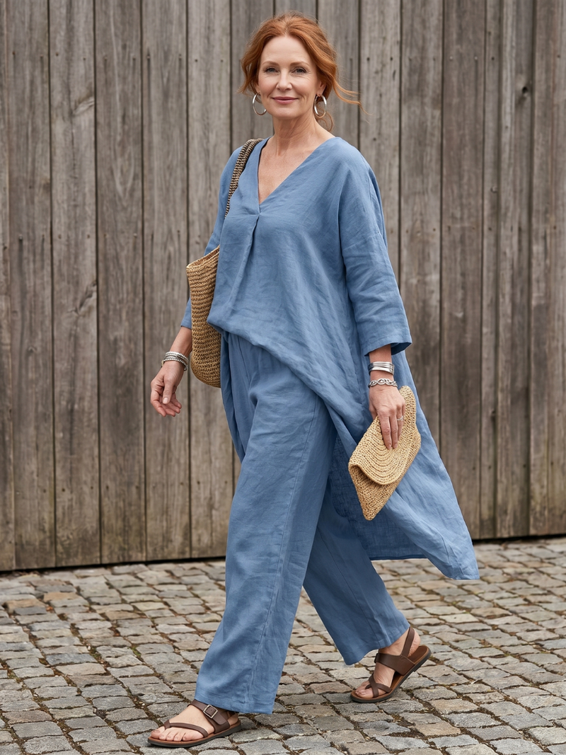 Onyx | Lös tunika topp vida byxa set