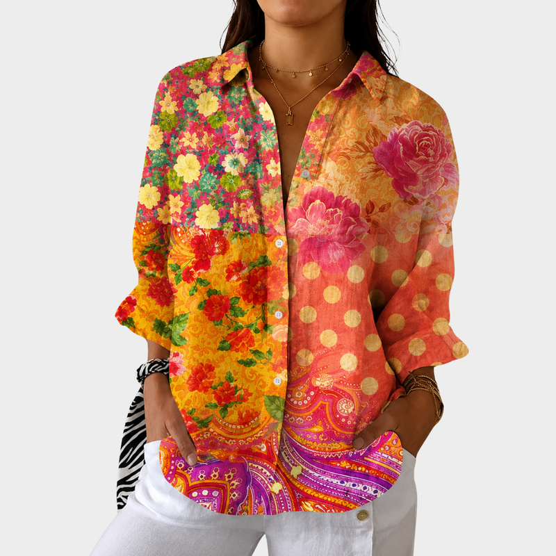 Leichte bedruckte Bluse in Farbe