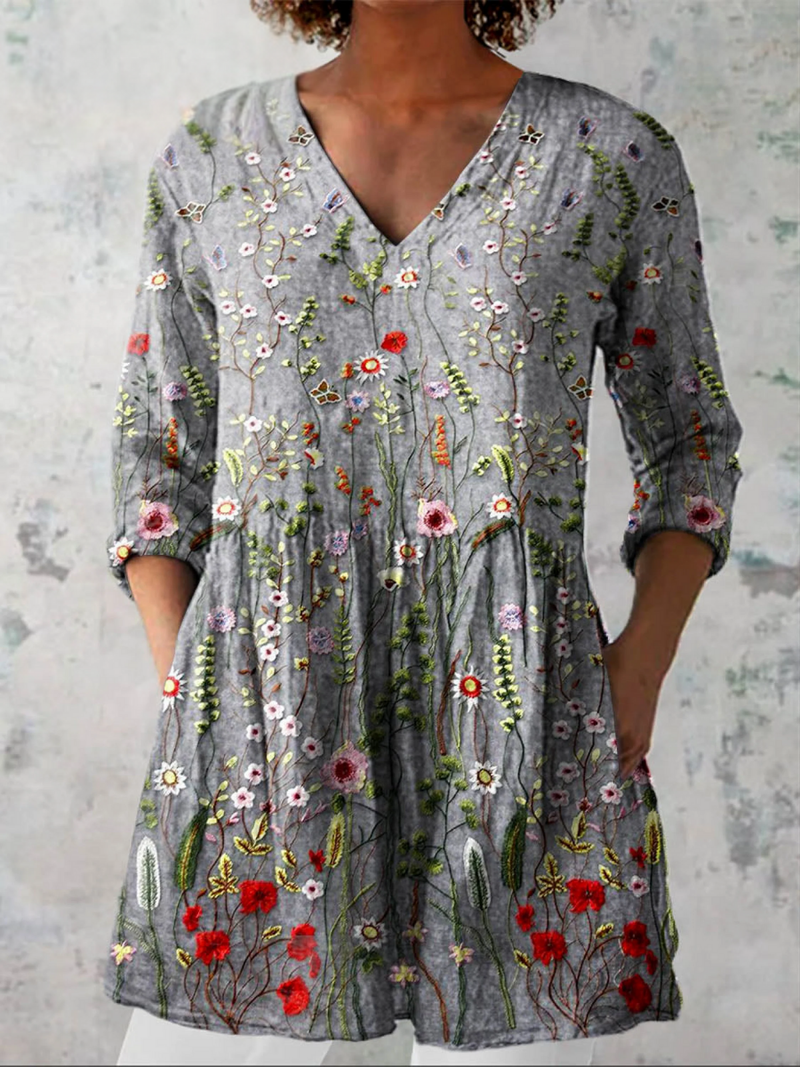 Amelie lange Bluse mit V-Ausschnitt – Ansicht 6