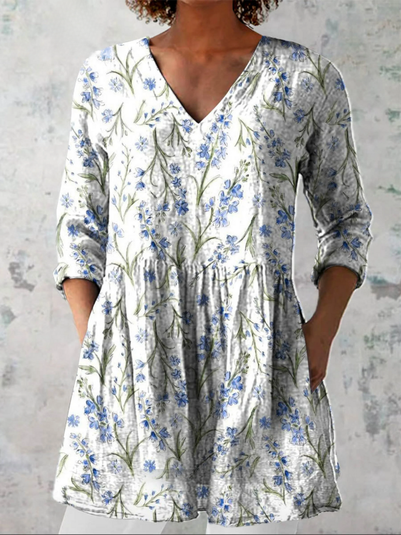 Jeanne lange Bluse mit V-Ausschnitt – Ansicht 6