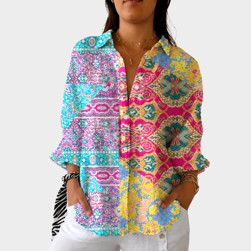 Leichte bedruckte Bluse mit lebhaftem Muster