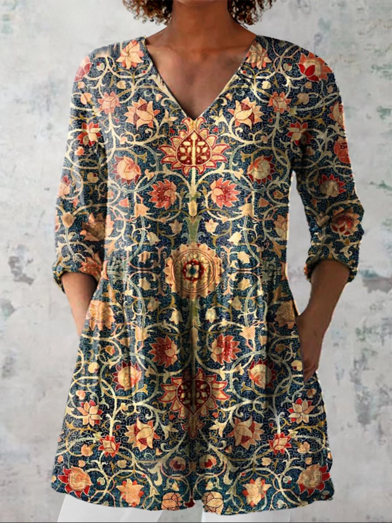 Celine lange Bluse mit V-Ausschnitt – Ansicht 6