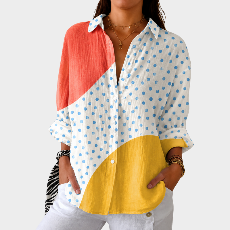 Leichte farbenfrohe Bluse mit lebhaftem Print