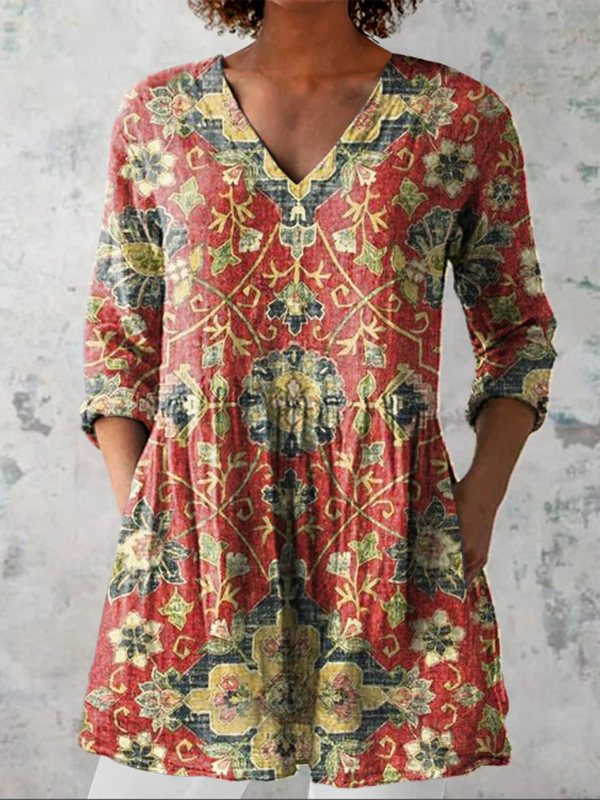 Lea lange Bluse mit V-Ausschnitt – Ansicht 6