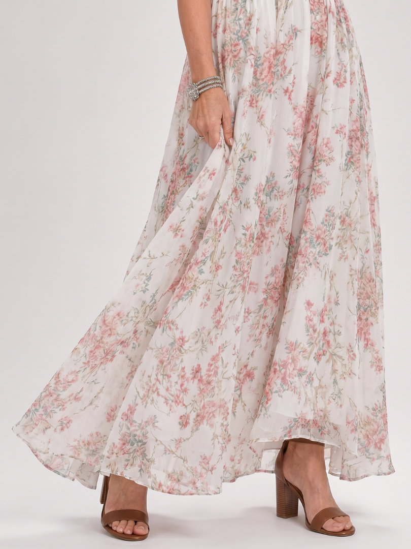 Guinevere | Blommigt mönster flytande kjol midiklänning