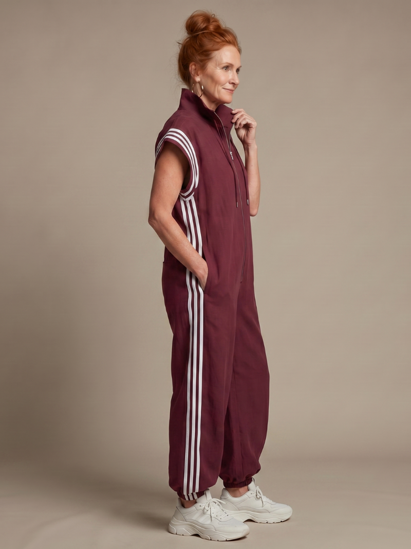 Lark | Dragkedja framtill ränder jumpsuit