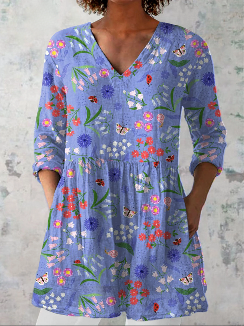 Aline lange Bluse mit V-Ausschnitt – Ansicht 6