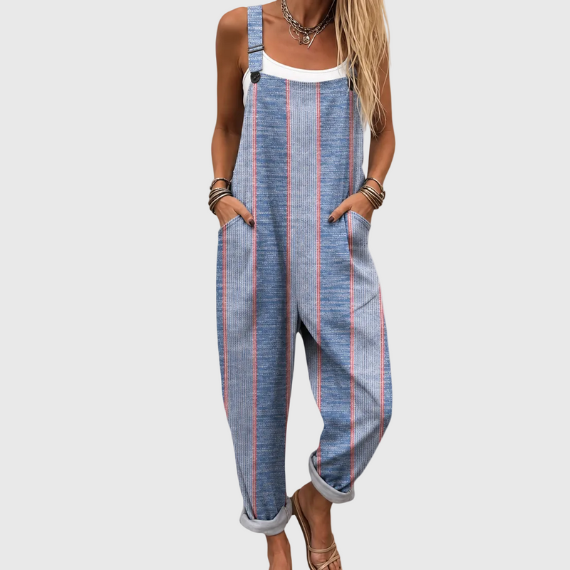 Klassische blaue gestreifte Latzhose