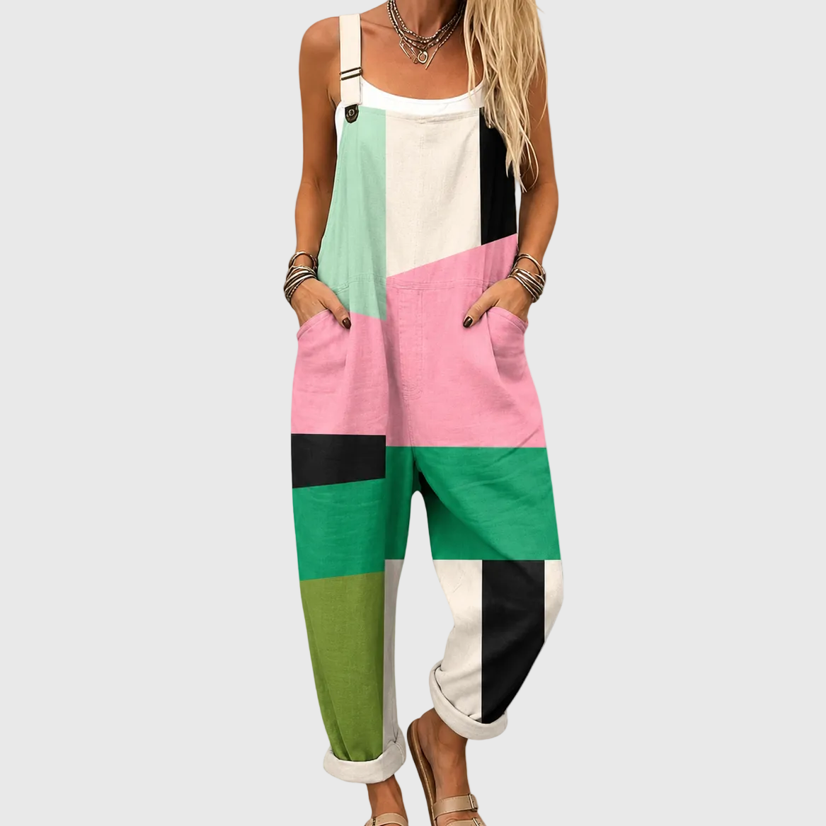 Weicher Color-Block-Jumpsuit im modernen Stil