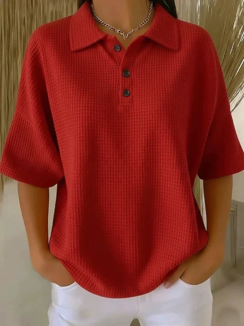 Peggie bequeme Polo-Bluse mit Waffelmuster – Ansicht 32
