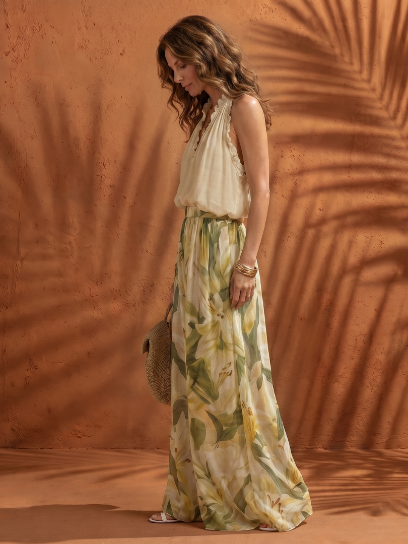 Solange | Grimmaringning blus blommig set med vida ben