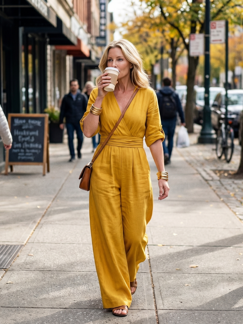 Wanda | Korsad framtill jumpsuit med vida ben