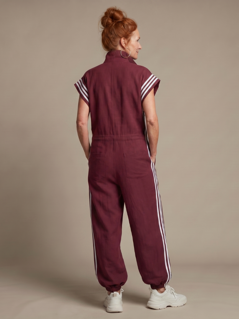 Lark | Dragkedja framtill ränder jumpsuit