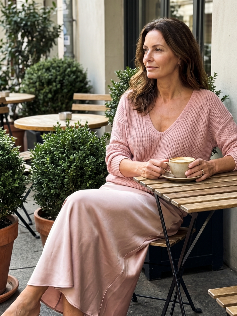 Luciana | Snedskuren satinkjol stickat lager set