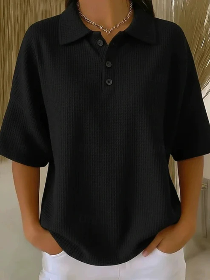 Peggie bequeme Polo-Bluse mit Waffelmuster – Ansicht 40