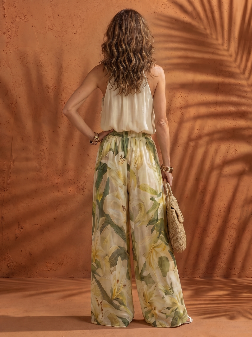 Solange | Grimmaringning blus blommig set med vida ben