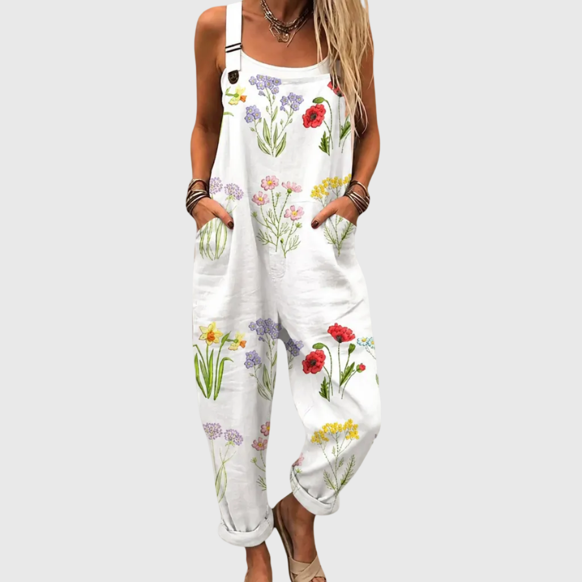 Bequeme bedruckte Latzhose – Ansicht 8
