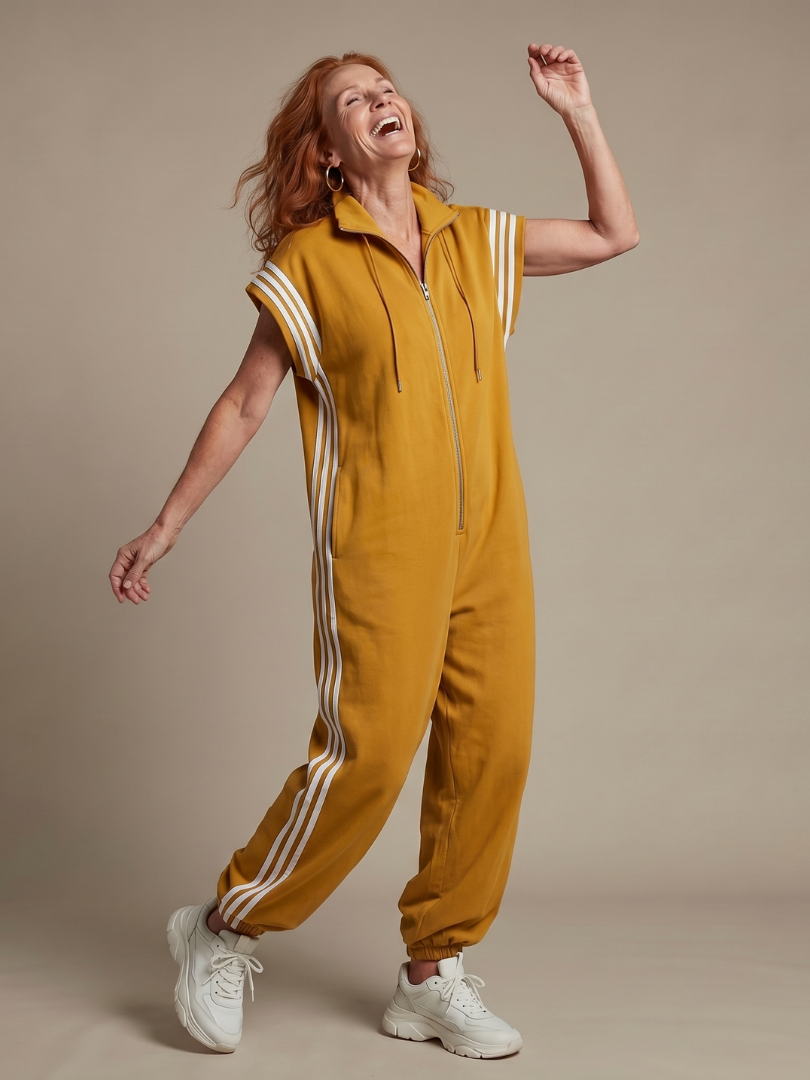 Lark | Dragkedja framtill ränder jumpsuit