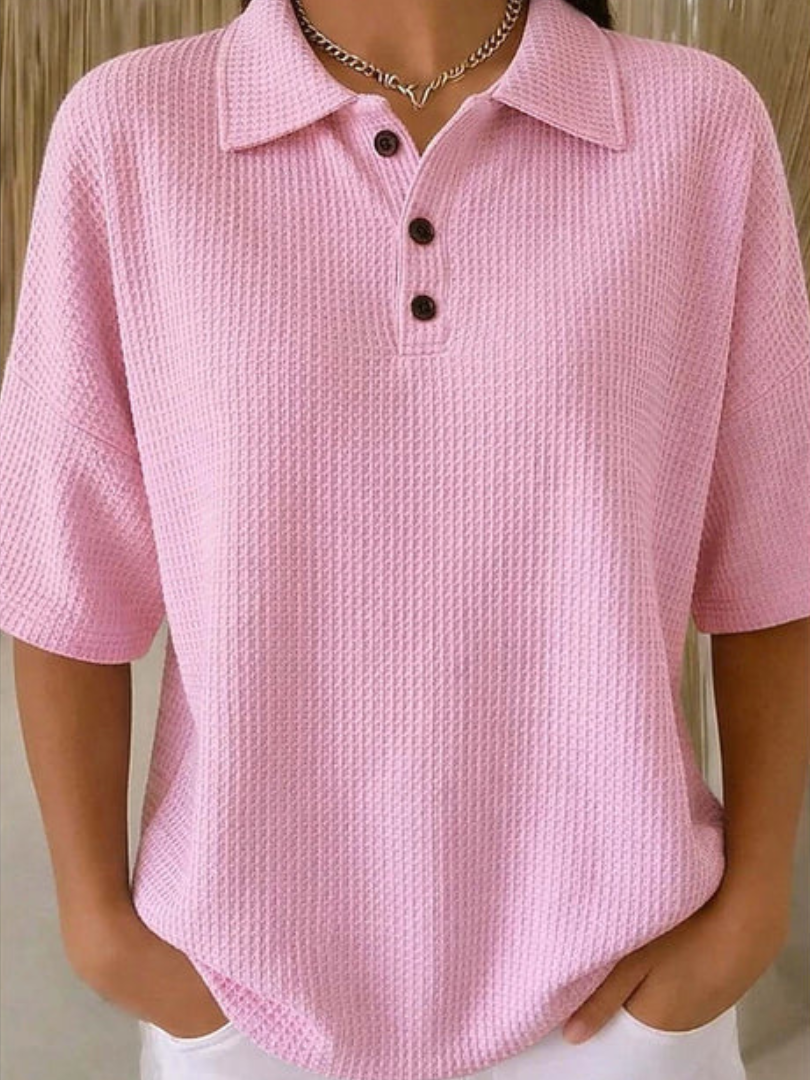 Peggie bequeme Polo-Bluse mit Waffelmuster – Ansicht 48
