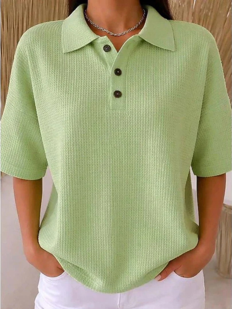 Peggie bequeme Polo-Bluse mit Waffelmuster – Ansicht 56
