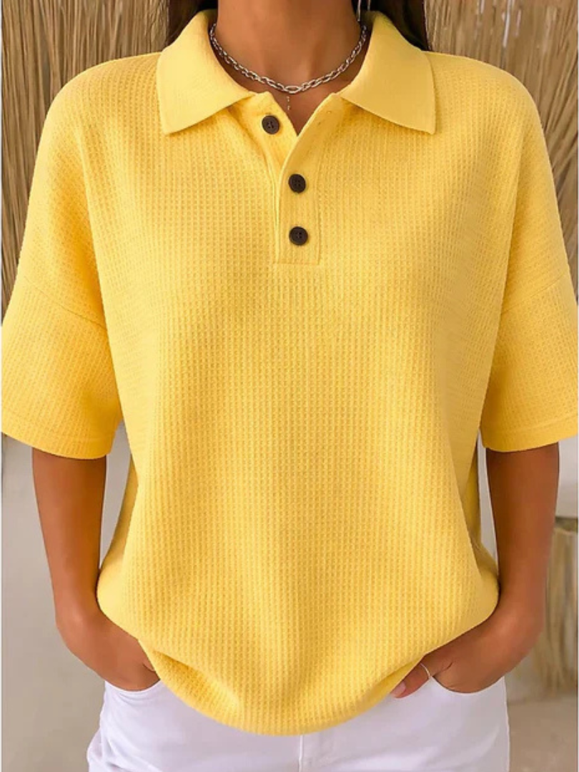 Peggie bequeme Polo-Bluse mit Waffelmuster – Ansicht 64