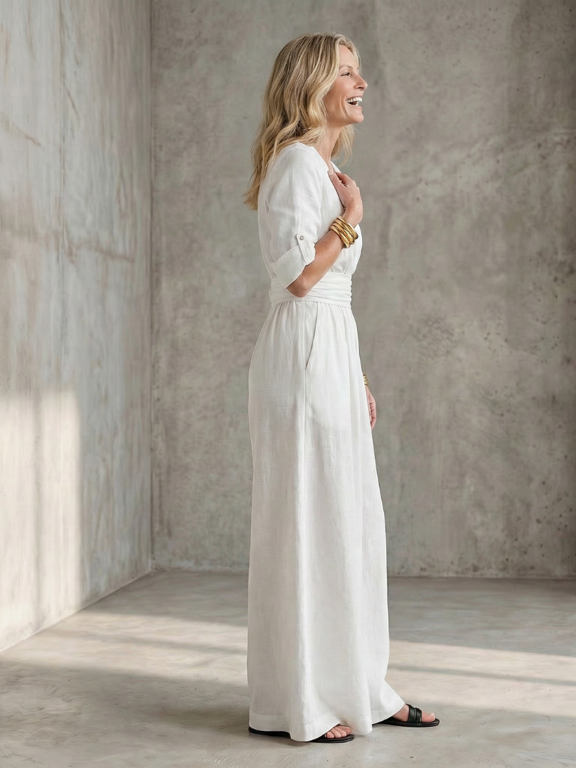 Wanda | Korsad framtill jumpsuit med vida ben