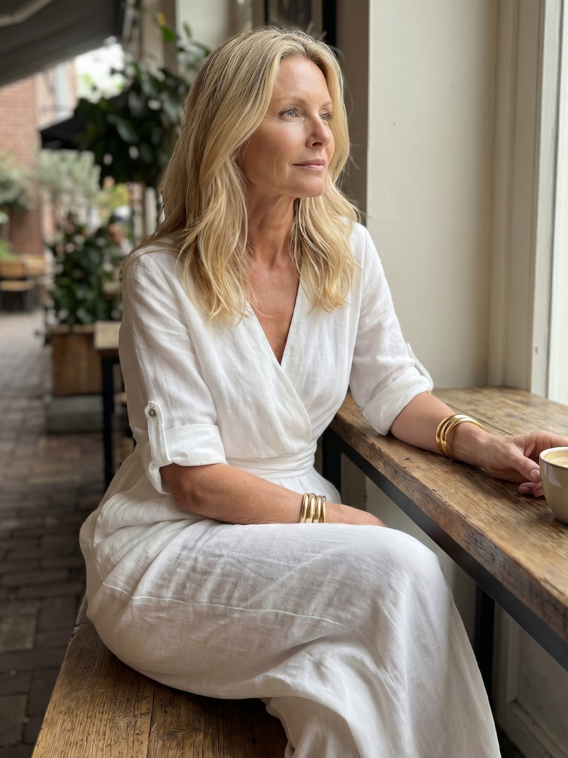 Wanda | Korsad framtill jumpsuit med vida ben