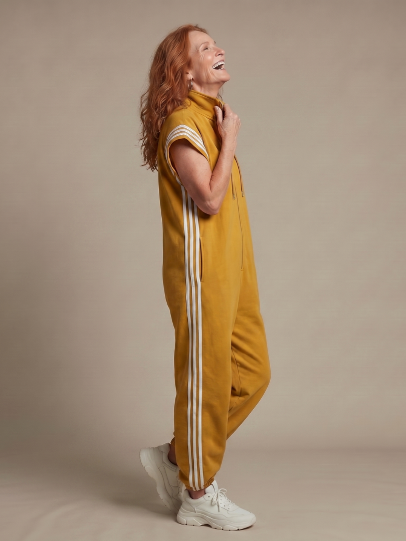 Lark | Dragkedja framtill ränder jumpsuit